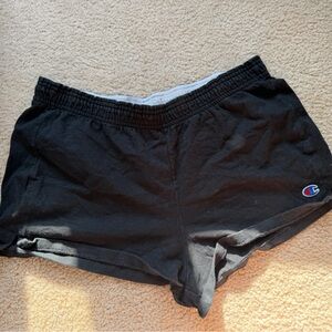 Champion Black Women’s Athletic Cotton-Blend Shorts with Logo